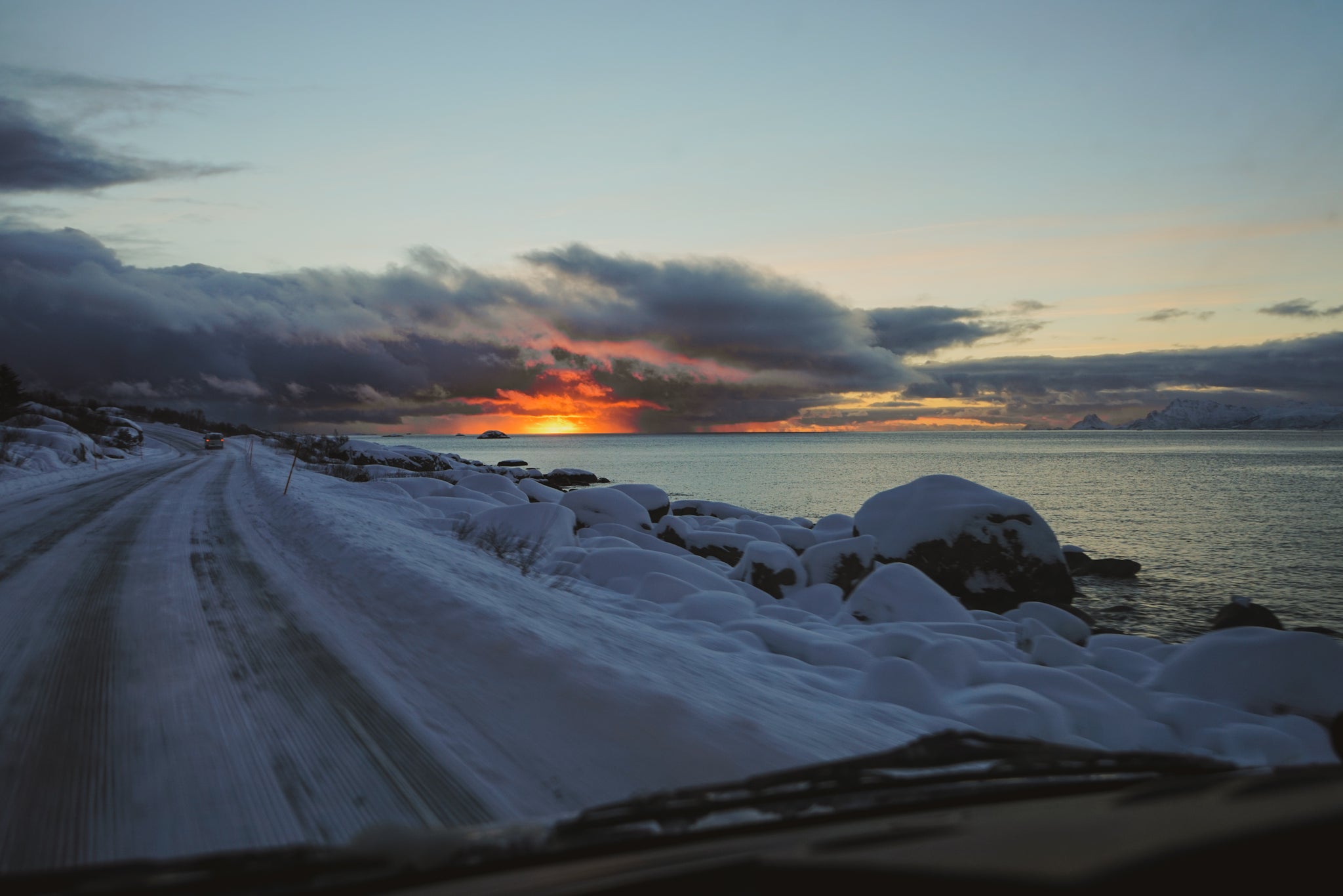 driving into the sunset