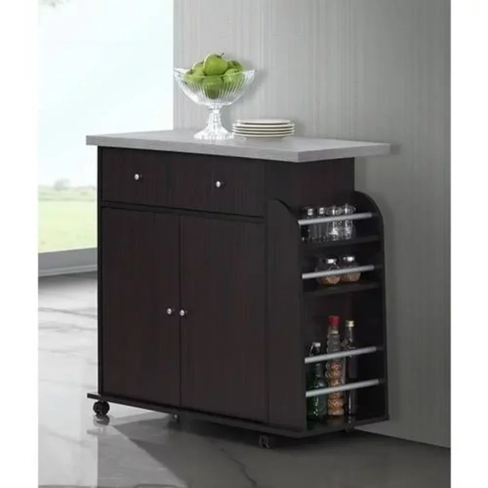 Kitchen Cart with Spice Rack & Towel Rack