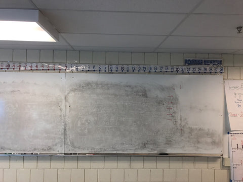 bad ghosting and staining on a melamine whiteboard