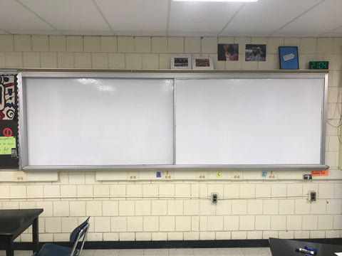 a newly installed Think Board whiteboard in a classroom