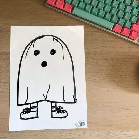 A drawing of a ghost on a Think Board