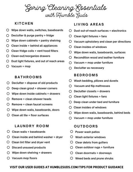 Humble Suds Spring Cleaning Checklist
