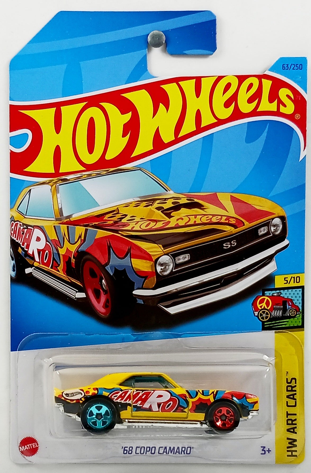 Hot Wheels 2023 - Collector # 063/250 - HW Art Cars 5/10 - '68 COPO Camaro  - Yellow / 'R' - USA