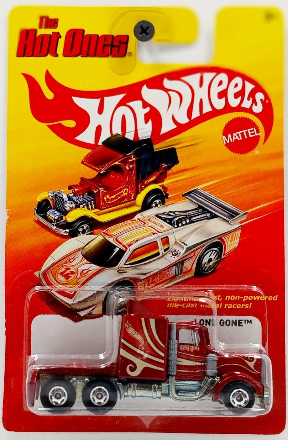 Hot Wheels 2012 - The Hot Ones - Long Gone - Red - Metal/Metal & Basic Wheels - Lightning Fast Metal Racers!