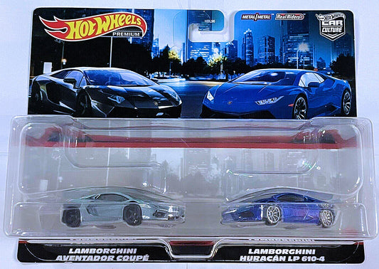 Hot Wheels Premium Car Culture 2-Pack Lamborghini Aventador Coupe and  Lamborghini Huracán LP 610-4