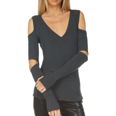 Lauren Moshi Castiel Cold Shoulder V-Neck Top.