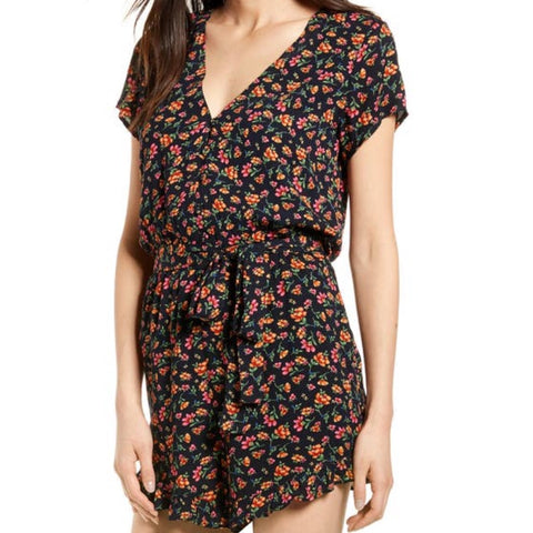 Lost + Wander Party Til Dawn Romper - Black Floral.