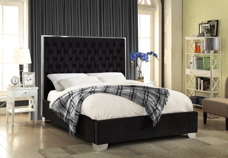 Peralta Platform Bed - Black Velvet – Candace & Basil Furniture