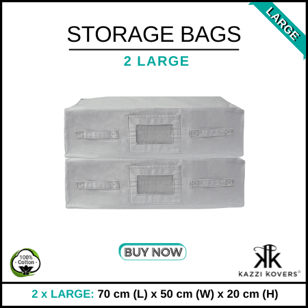 2 LARGE Cotton Storage Bags | Kazzi Kovers