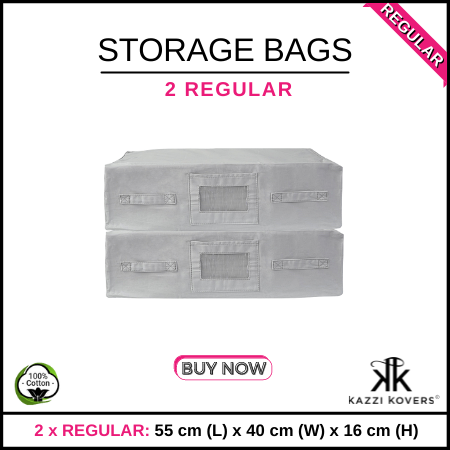 2 REGULAR Cotton Storage Bags | Kazzi Kovers