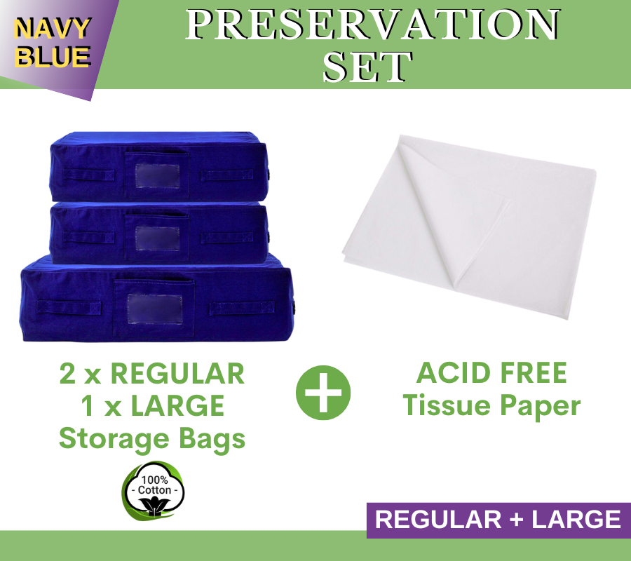 HOME PACKAGE - 6pcs Navy Blue Storage Bags + Acid Free Tissue