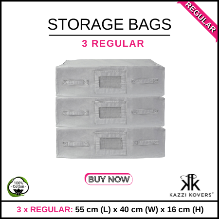 3 REGULAR Cotton Storage Bags | Kazzi Kovers