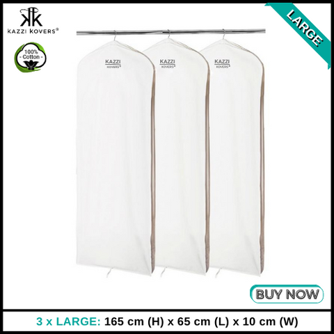 3 x LARGE Garment Bags | 100% Cotton