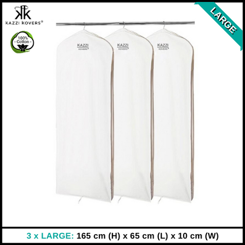 3 x LARGE Garment Bags | 100% Cotton