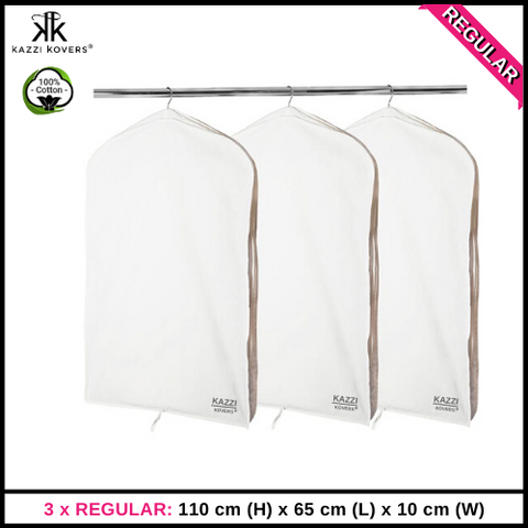 3 x REGULAR Garment Bags | 100% Cotton