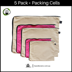 Latte Love + Fuchsia Pink | 5 Pack Packing Cells | 100% Cotton