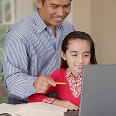 Monitoring children's progress - father and daughter