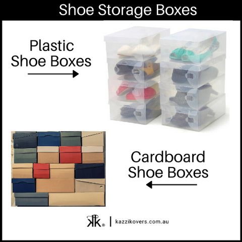 Plastic and Cardboard Shoe Boxes