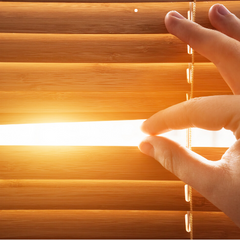 Direct sunlight through wooden blinds
