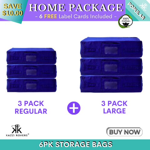 Storage Bags - HOME PACKAGE - Navy Blue (6 Pack)