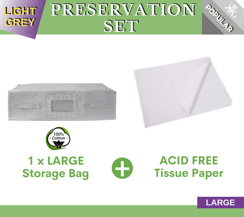 Preservation Set | LARGE Storage Bag (Grey) + Acid Free Tissue Paper