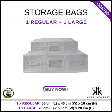 1 REGULAR + 1 LARGE | Cotton Storage Bags