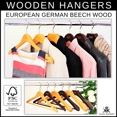 Kazzi Kovers European German Beech Wood Hangers | 100% FSC® Certified