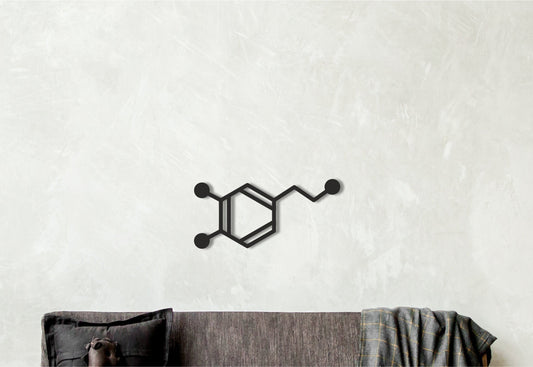 Dopamine molecule, Chemical wall decor, Wood wall art,Molecular formula, Happiness hormone