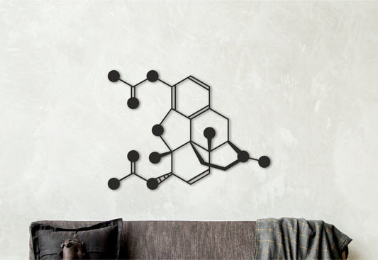 Heroin molecular structure, Chemistry wall art, Wooden decor, Criminologist gift, Therapist's office decoration