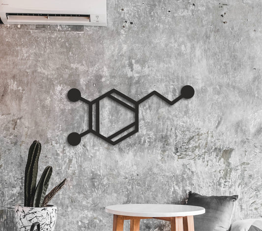 Dopamine molecule, Chemical wall decor, Wood wall art,Molecular formula, Happiness hormone