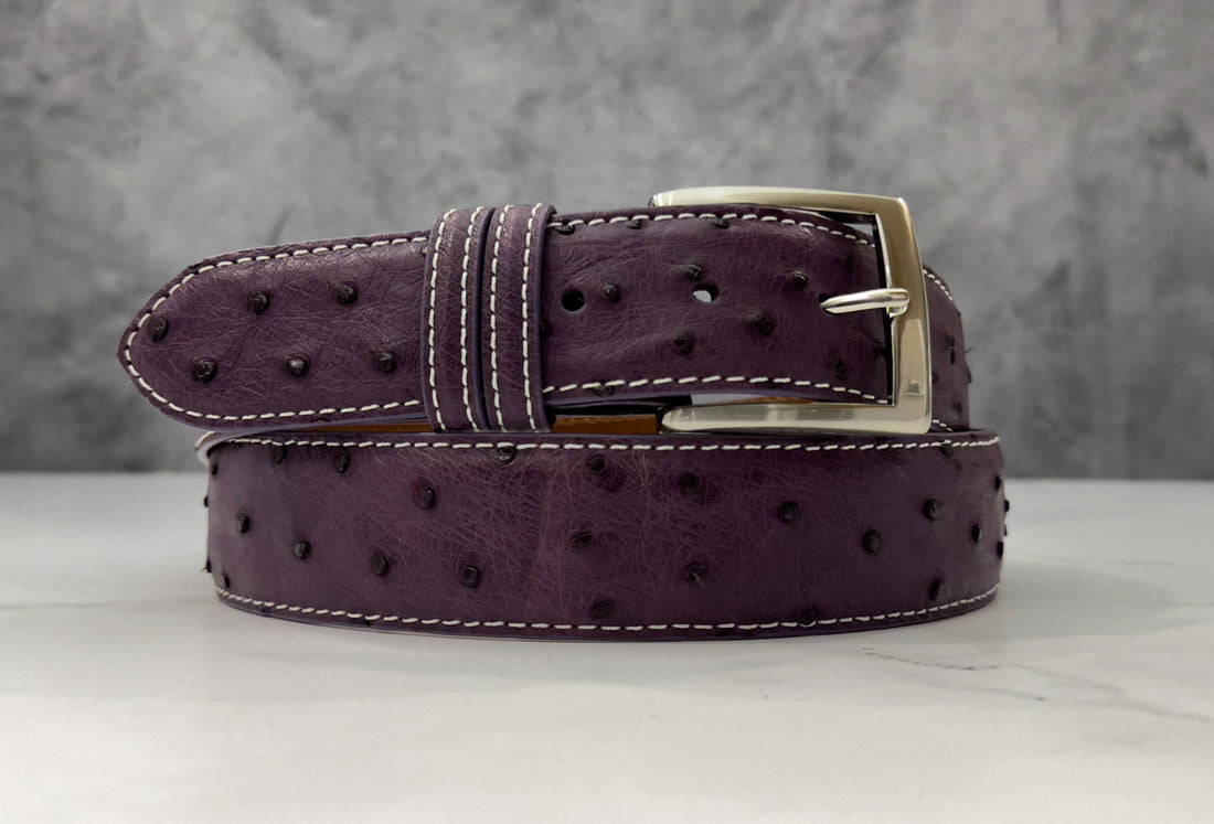 Jacob Quill Ostrich Leather Belt: Hill Grey –