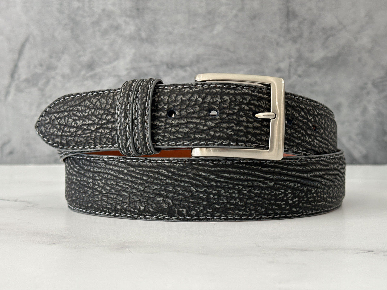 Ostrich Quill Belt: Grey Hill Jacob – Leather