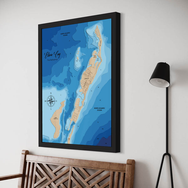 Experience the intricate details of our Elbow Cay 3D Wooden Nautical Map Wall Art, exclusively by Moc Tho