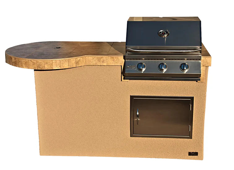 Mini Maui 6' BBQ Island with 33 Inch Bar and Built In BBQ Grill