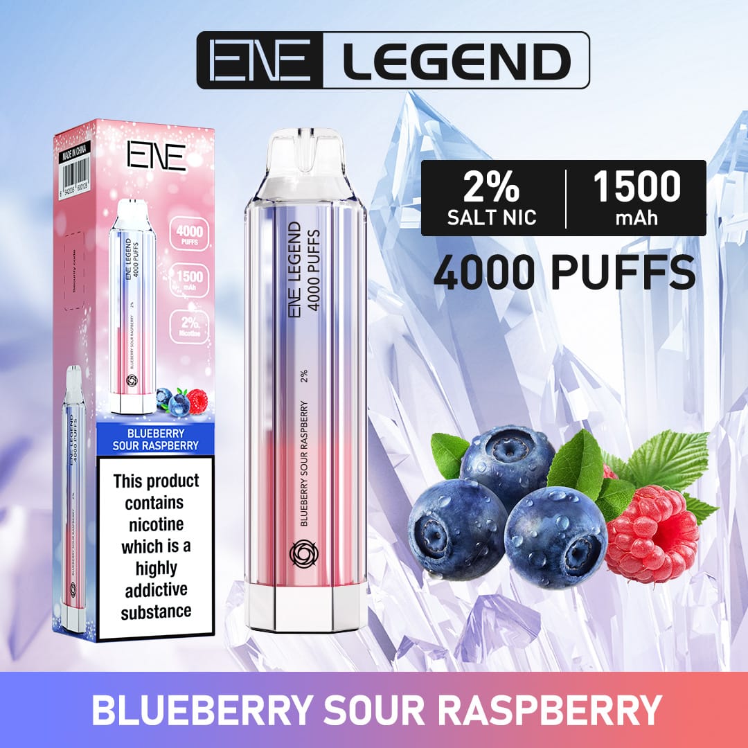 ENE Legend 4000 Disposable Vape Puff Pod Device - Box of 10 - Blueberry Sour Raspberry -Vapeuksupplier