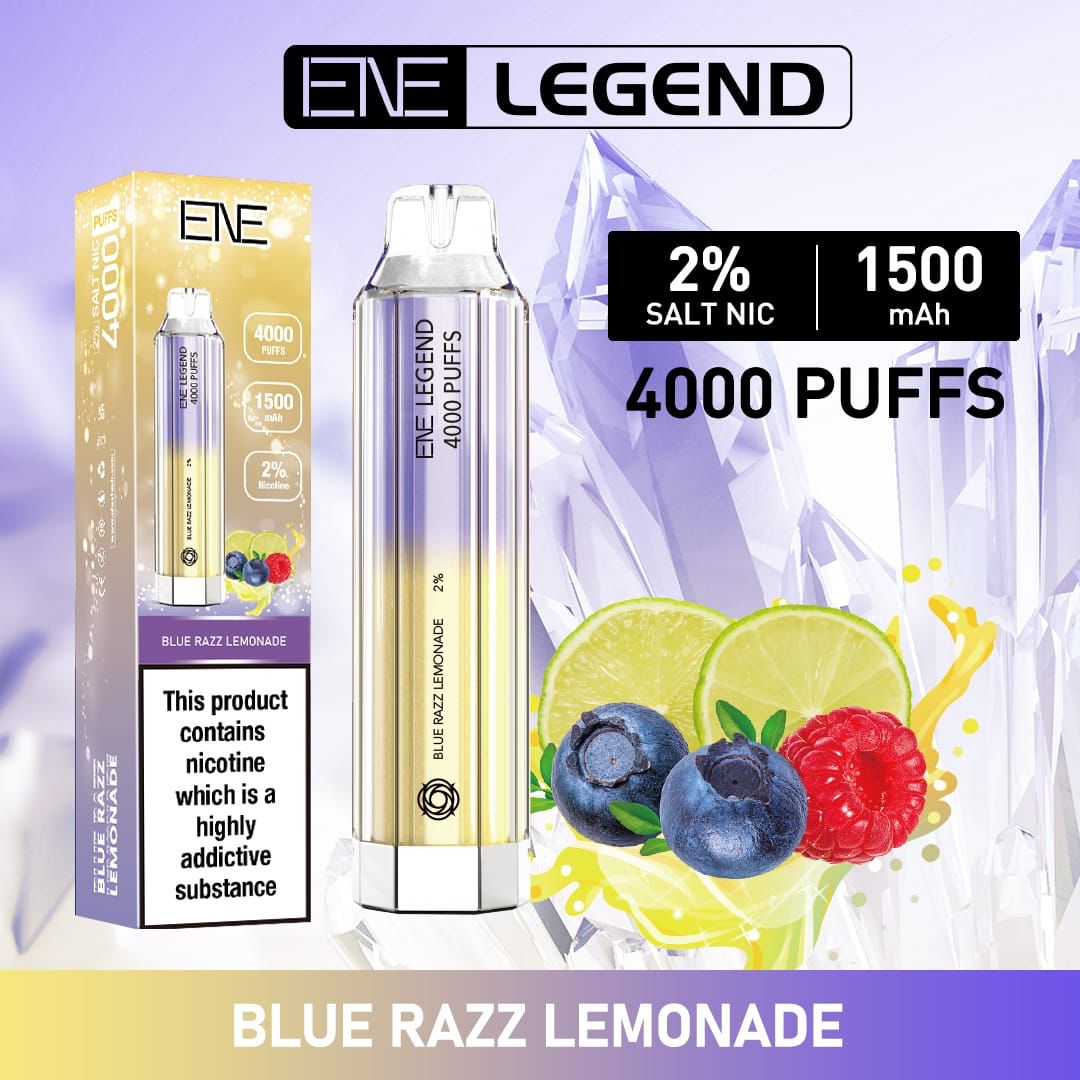 ELUX ENE Legend 4000 Disposable Vape Puff Pod Device - Box of 10 - Blue Razz Lemonade -Vapeuksupplier