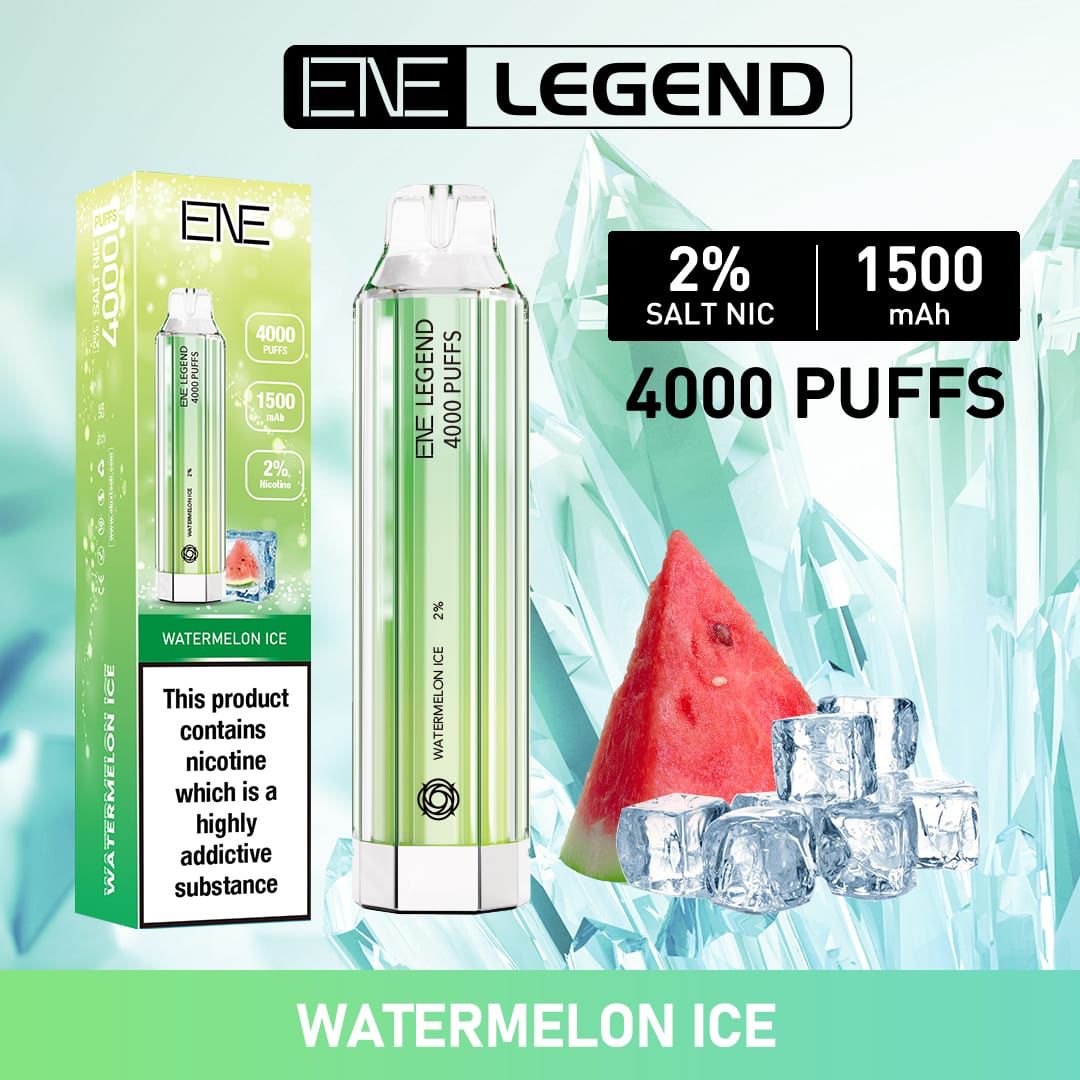 ELUX ENE Legend 4000 Disposable Vape Puff Pod Device - Box of 10 - Watermelon Ice -Vapeuksupplier