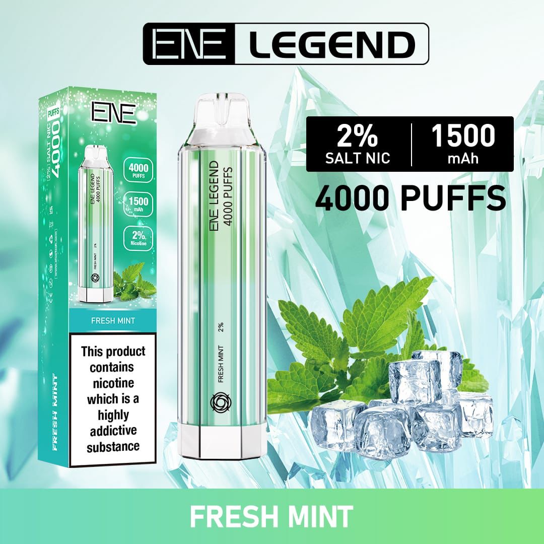 ELUX ENE Legend 4000 Disposable Vape Puff Pod Device - Box of 10 - Fresh Mint -Vapeuksupplier