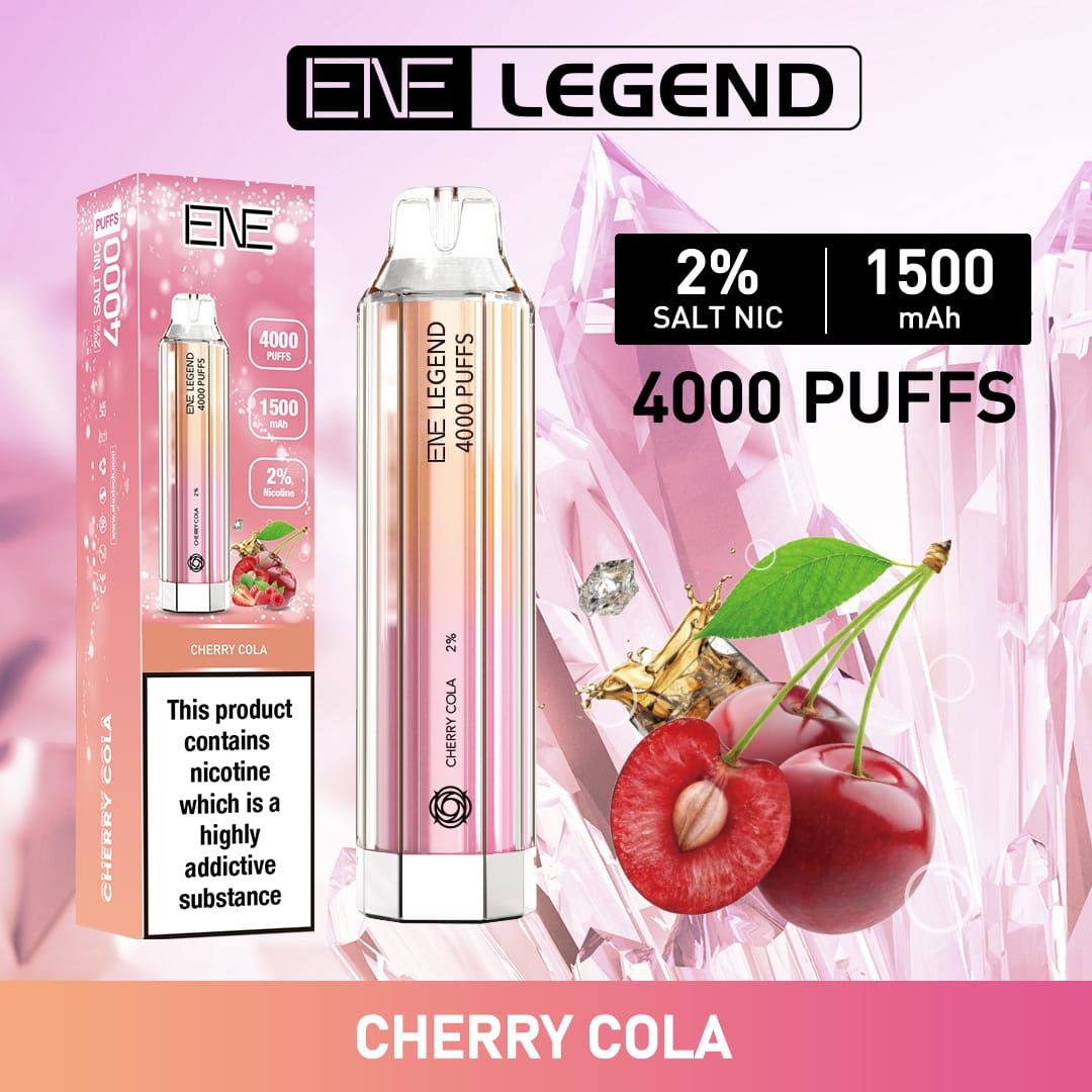 ELUX ENE Legend 4000 Disposable Vape Puff Pod Device - Box of 10 - Cherry Cola -Vapeuksupplier