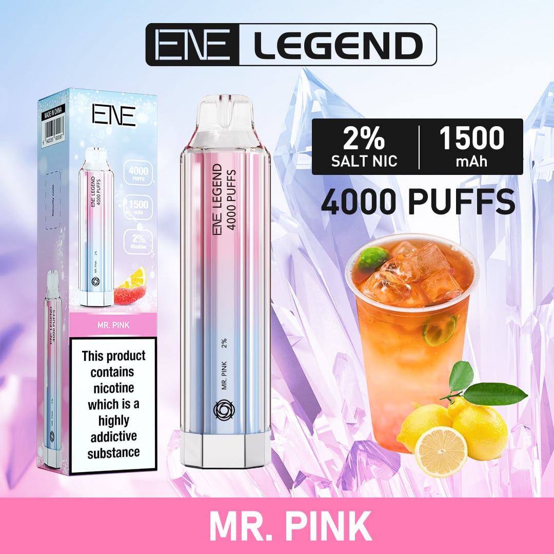 ENE Legend 4000 Disposable Vape Puff Pod Device - Box of 10 - Mr Pink -Vapeuksupplier