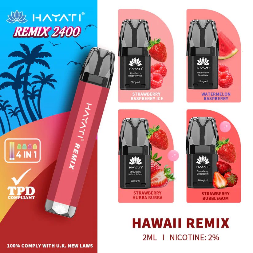 Hayati Remix 2400 Puffs 4 in 1 Disposable Vape Pod Kit - Vape Wholesale Mcr