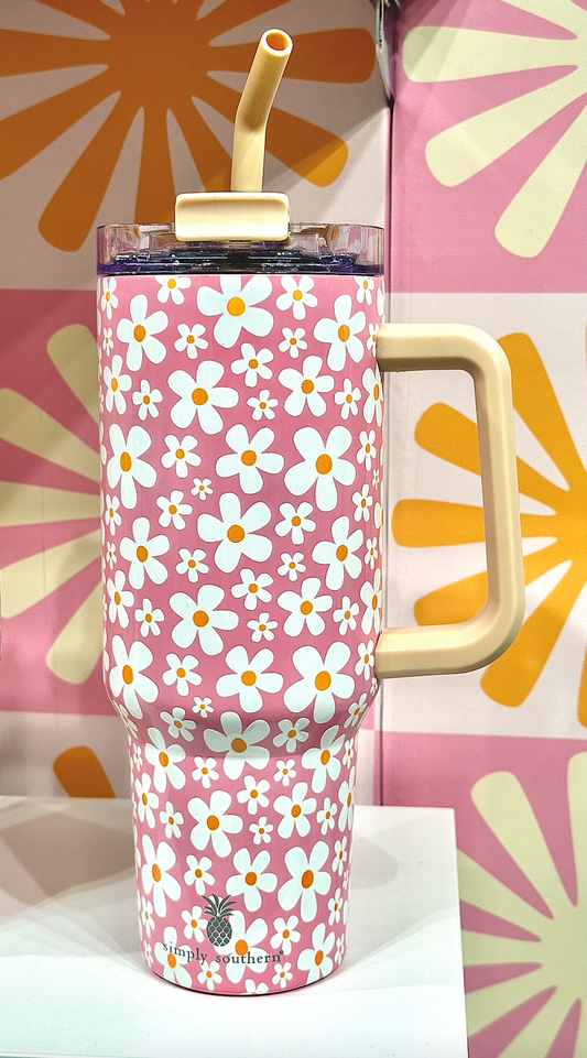 Simply Southern 40oz Tumbler in Pink Daisy