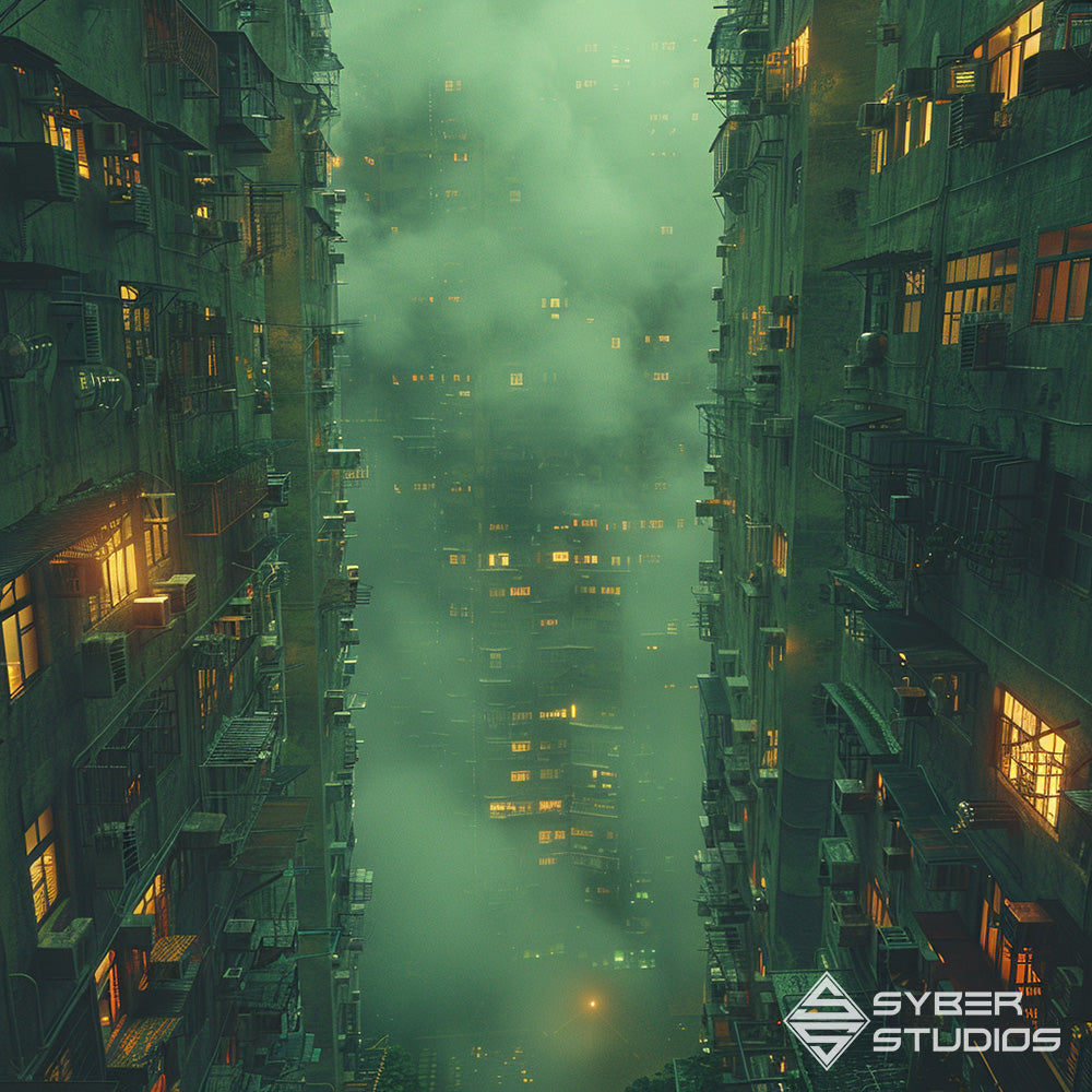 In the heart of the cyberpunk city, stacked apartments house a diverse tapestry of characters, each with their own secrets to hide.