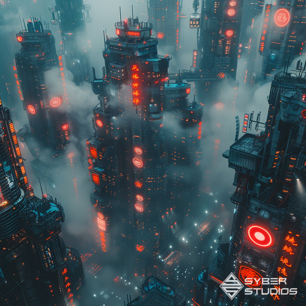Amidst the towering skyscrapers of our cyberpunk city, the lines between reality and virtuality blur into a mesmerizing tapestry of light and sound