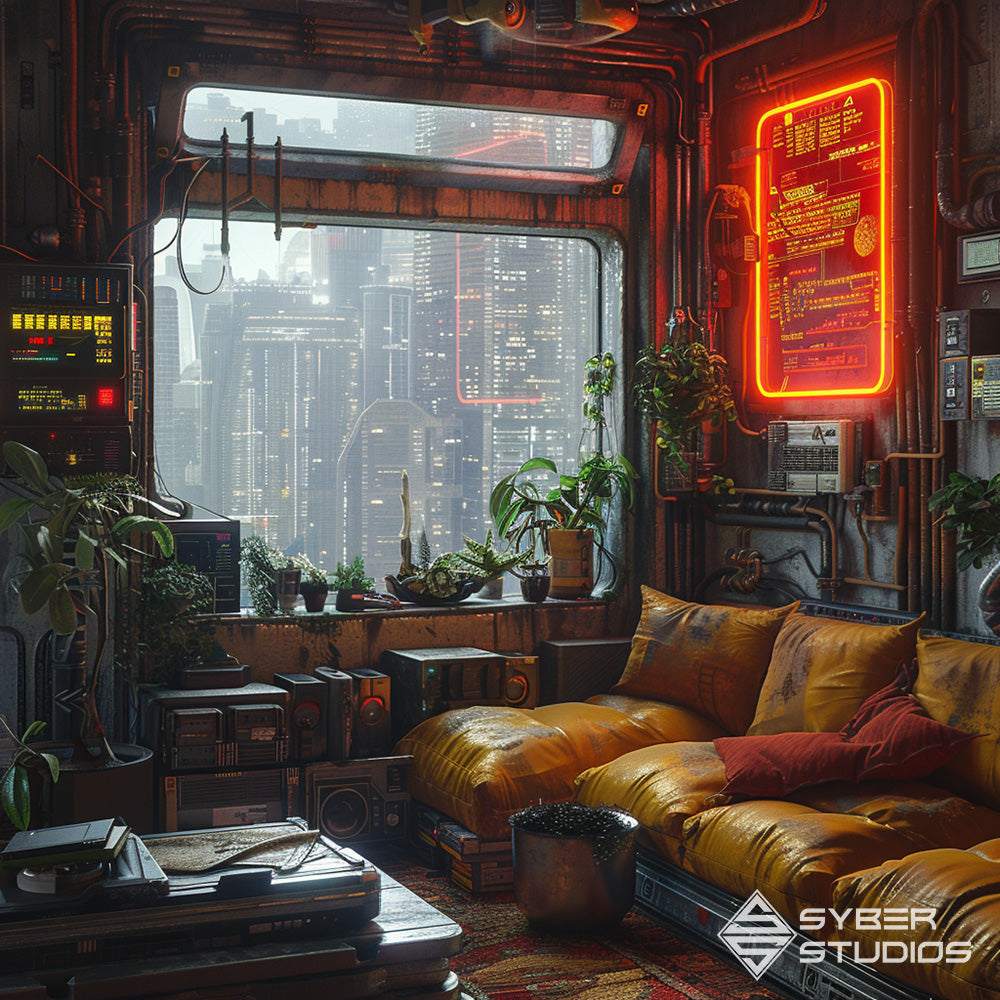 Enter the Cyberpunk Room: Where Pixels Pulse with Life.