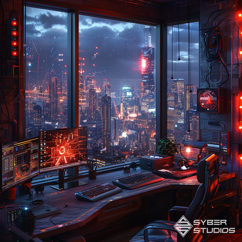 Synthwave Symphony: Within the Cyberpunk Room's Walls.