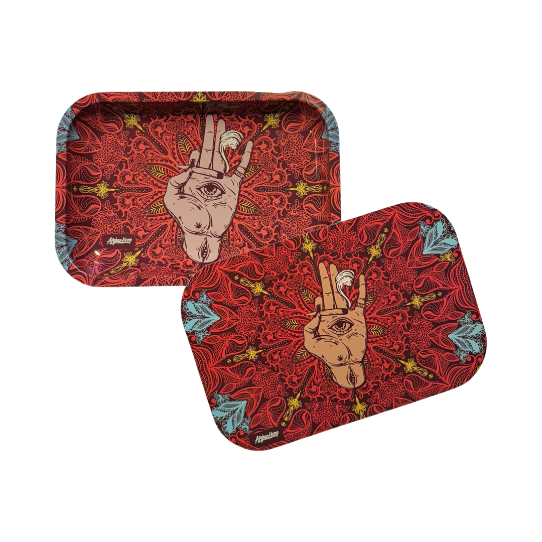 Rolling Tray | Afghan Hemp - Red with Lid