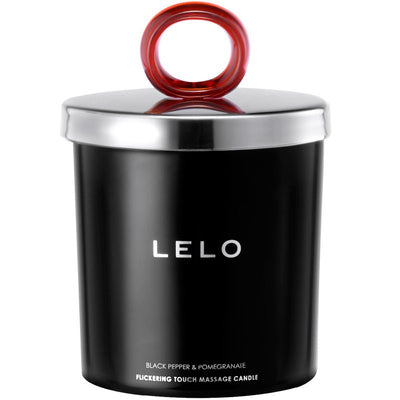 LELO Flickering Massage Candle Lotion - Black Pepper & Pomegranate - Black