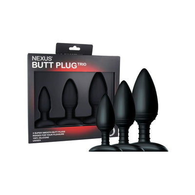 Nexus Butt Plug Trio 3 Solid Silicone Butt Plugs S M L