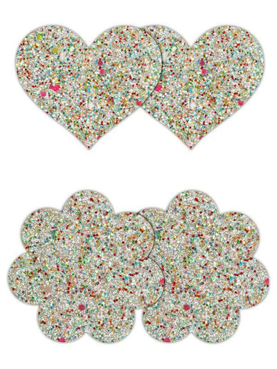 NS Novelties Pretty Pasties Heart and Flower Glow 2 Pair